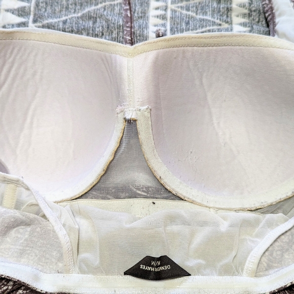 Denver Hayes Midi, beige & white halter dress, Size med, GUC - Picture 5 of 9